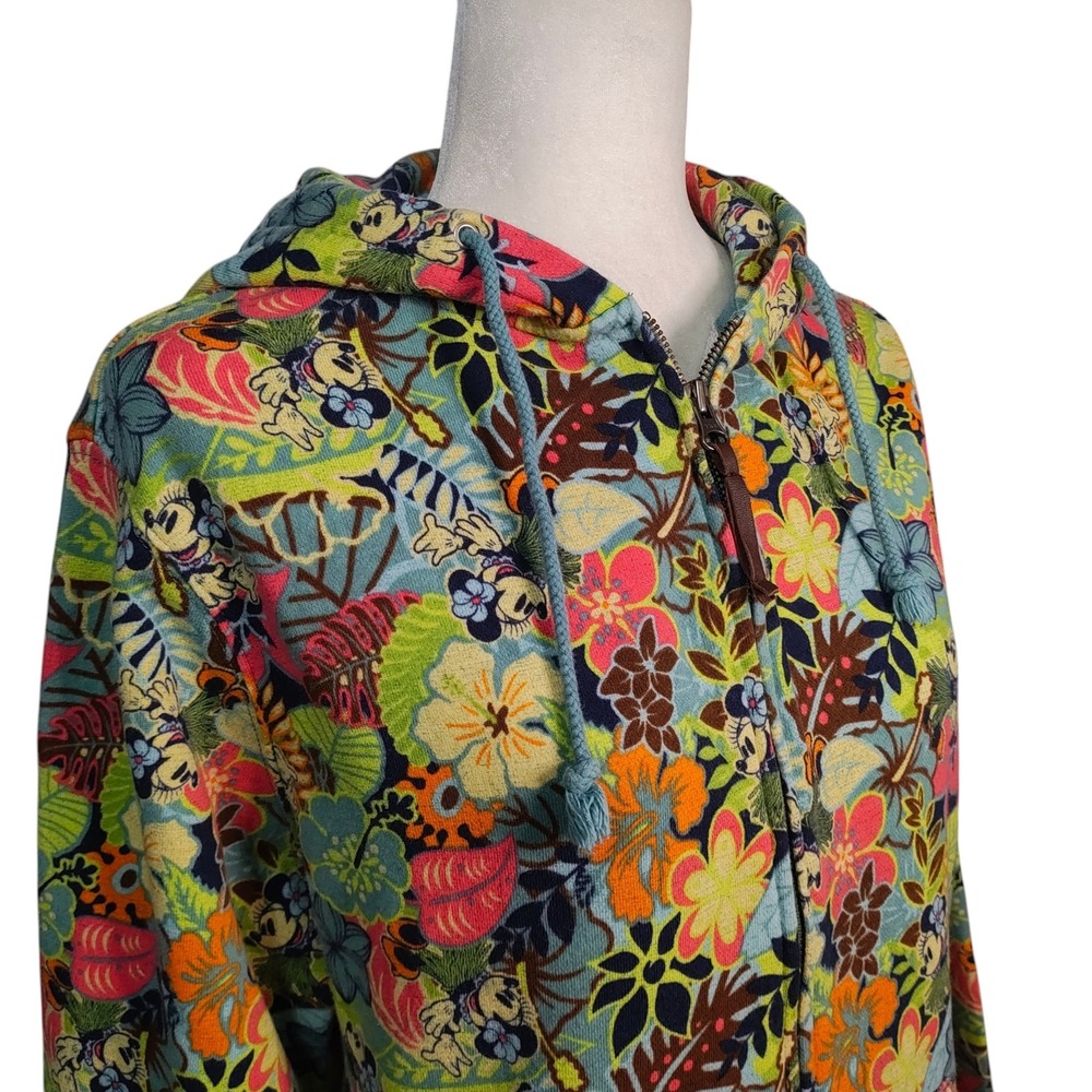 Disney World Minnie Mouse Tropical Full Hawaiian Maximalist Hula Zip Hoodie XL - Picture 5 of 11